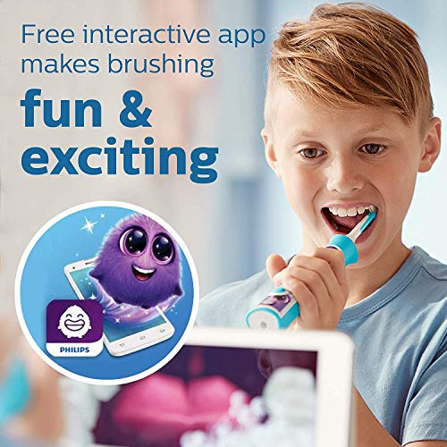 Kids Electric Toothbrush Bluetooth Rechargeable Sonic Power Brush - Turquoise 1 Pack