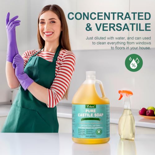 Unscented Castile Liquid Soap 128 Oz with Pump - Organic & Multi-Purpose