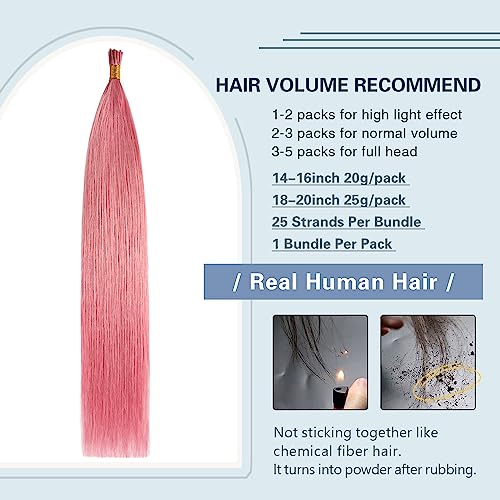 Sunya Human Hair I Tip Hair Extensions - Hot Pink 18 Inch 25G - Variation of THIS listing