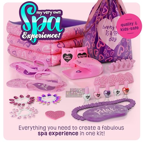 Pretty Me Spa Day Kit for Girls - Kids Manicure Pedicure Gift Set for Ages 5 to 10 - Girl Gifts - Kid Foot and Nail Kits - 6 Years Old Birthday Ideas - Children Toys Age 6-8 5-7