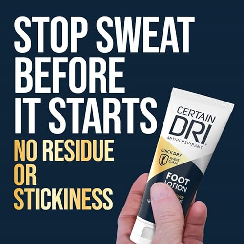 Certain Dri Antiperspirant Foot Lotion, 24-Hour Sweat & Odor Protection, Quick-Drying & Non-Sticky Formula, Dermatologist-Tested, Doctor-Recommended, 1.3 oz