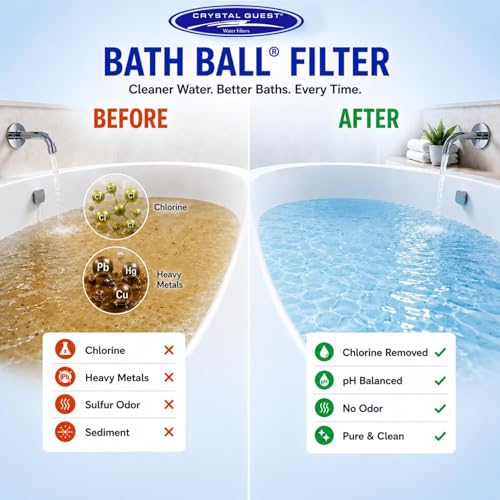 Black Bathtub Water Filter - Removes Chlorine & Lead, BPA-Free