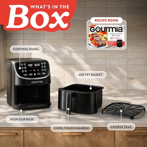 Gourmia 7 Qt Air Fryer Basket - Black, 12 Presets, Family Size