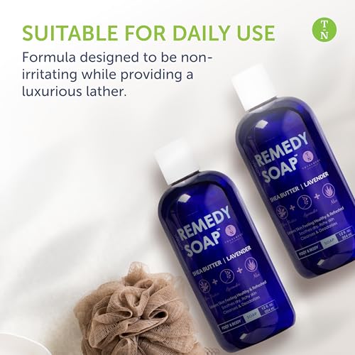 Truremedy Naturals Body Wash 2-pack (12 oz Each) Natural Antifungal Shower Gels - Tea Tree & Peppermint and Lavender