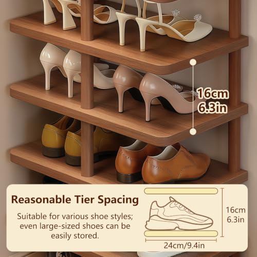 Vertical Shoe Rack 8 Tiers Tall Shoe Shelf for Closet Entryway Space Saving