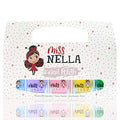 MISS NELLA SPRING IT ON 5 Varnish Pack- Blue Bell- blue, Butterfly Wings- lilac, Cheeky Bunny- pink, Honey Twinkles- yellow, Kiss The Frog- green, Peel Off kids nail polish