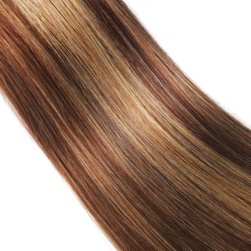 Brown/Honey Straight Human Hair Bundles - 14, 16, 18 Inch, P4/27 Color, Unprocessed Brazilian Virgin Hair - Variation #P4/27 Honey Blonde ST