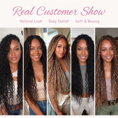 18-Inch Goddess Locs Crochet Hair Pack of 8 for Black Women - Boho Faux Locs