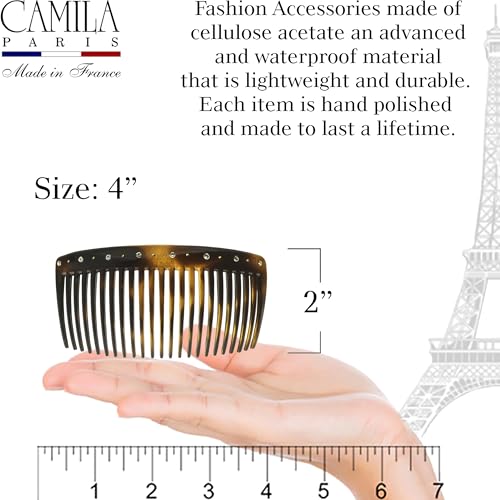 Hair Side Comb Tortoise Shell with Crystals - 4 Inch French Twist Hair Clips