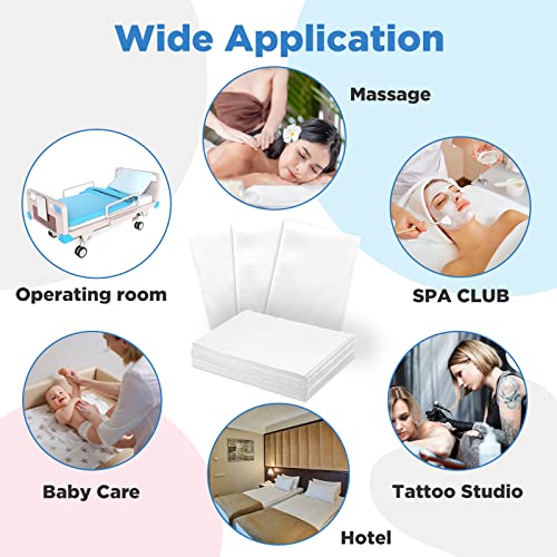 Tegeme Disposable Waterproof Massage Table Sheets 150 Pack - White, 31x70 inches