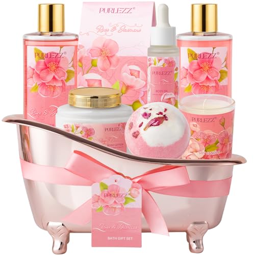 Luxury Bath & Body Gift Set with Rose & Jasmine Spa Products for Women