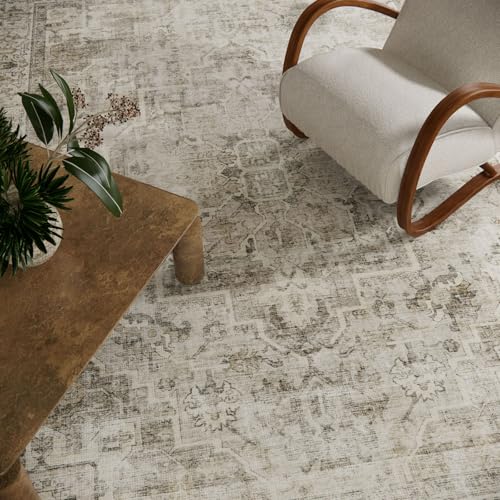 Palohom 5' x 7' Brown & Cream Washable Vintage Area Rug - Non-Slip, Soft, Stain-Resistant for Living Room & Bedroom