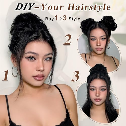 Dark Brown Human Hair Messy Bun Hairpiece for Women - Natural & Easy to Wear