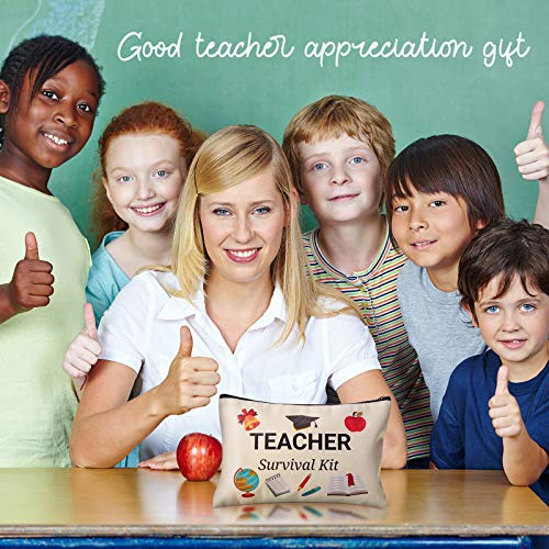 Weewooday 20 Pieces Teacher Appreciation Gifts Cosmetic Bags Teacher Canvas Makeup Bags Toiletry Case Pencil Bag with Zipper Stationery Case Bag for Teachers Appreciation Graduation Gifts
