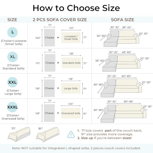 Sectional Couch Cover L-Shaped Sofa Slipcover - Dark Gray XXXL