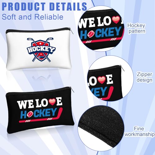 Clysee 20 Pcs Hockey Makeup Bags - Ice Hockey Team Gifts, Travel Pouches, 8.3 x 5.1 in, White & Black