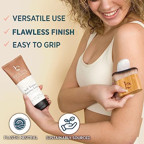 Self Tanner Kit - USA Made with Organic & Natural Ingredients, Tanning Lotion with Glove, Exfoliating Mitt & Kabuki Body Brush, Non Toxic Gradual Tan Lotion, Streak Free & No Orange Tones