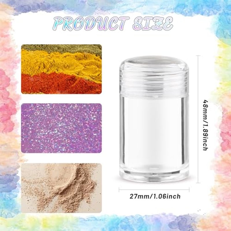20 Pcs 10g Loose Powder Jar Plastic Refillable Face Powder Case Transparent Travel Cosmetic Container with Sifter - Clear Lid