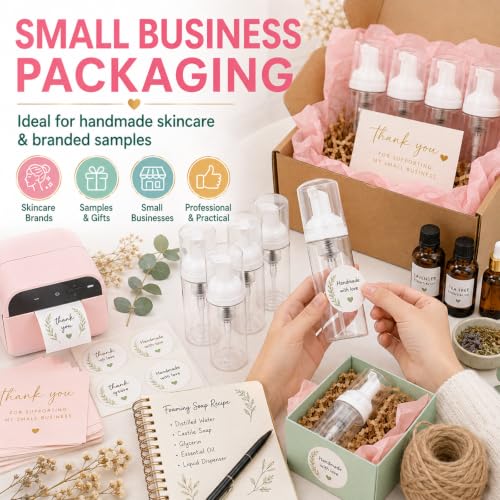 Mini Foam Pump Bottles 2 Oz Refillable Transparent Pack of 70