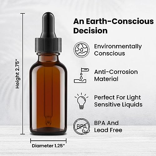 CULINAIRE Glass Dropper Bottles Amber Glass Eye Dropper Bottles for Essential Oil Serum and Liquid Extract, 1oz, Pack of 24