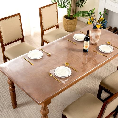 Clear 2mm Thick Table Cover Protector - 48 x 96 Inch Waterproof Plastic Tablecloth