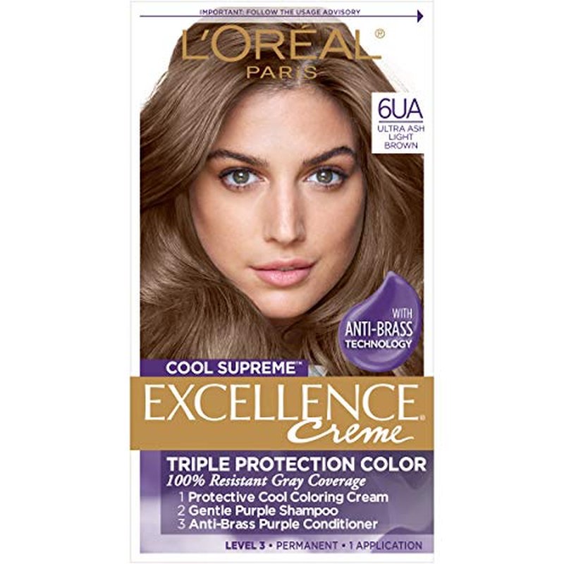 L¡¯Oreal Paris Cool Supreme Permanent Hair Color, Ash, Ultra Ash Light Brown 6UA