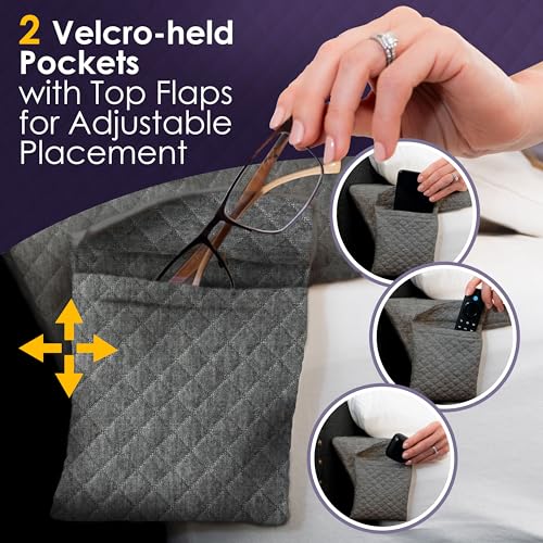 XetraDesign Grey King Bed Wedge Pillow for Headboard Gap Up to 7in – 4-in-1 Support & Corner Filler