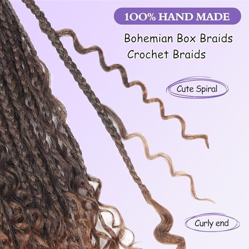 Goddess Box Braids Crochet Hair 14 Inch Boho Style - #T30 (8 Packs)