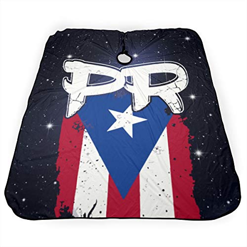CebDs Puerto Rico PR Flag Hair Salon Cape - White, One Size, Water-Resistant, Professional Hairdressing Apron