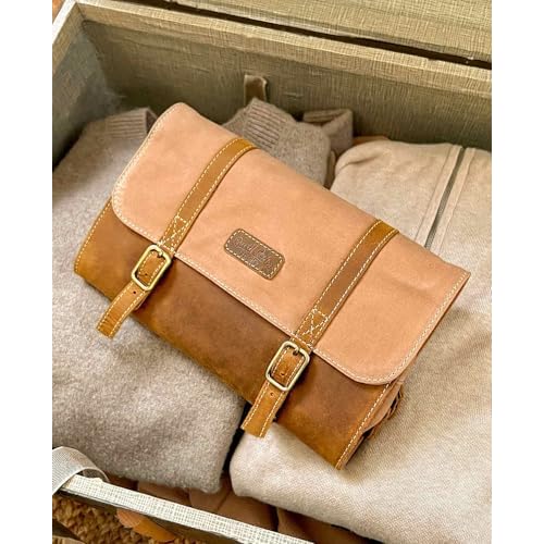 Gusti wash bag Leather-Rodney Toiletry bag wash bag sponge bag toiletries bag washbag make-up bag makeup bag cosmetic bag womens mens brown leather and canvas