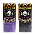 Terra Distribution Extra Long Exfoliating Washcloth (2pc) Made in Japan – Ultra-Hard Back Scrubber Loofah Set, Black & Purple