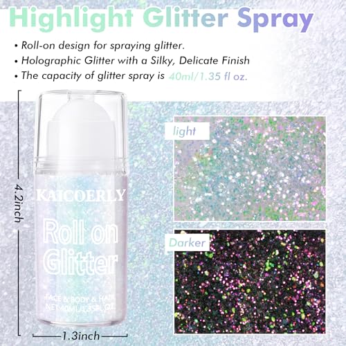 Roll-on Holographic Body Glitter Gel for Women, Sparkle Chunky Glitter Makeup for Christmas New Year Festival Halloween Party Rave, Face Glitter Makeup for Face Body Hair Lips (Purple)