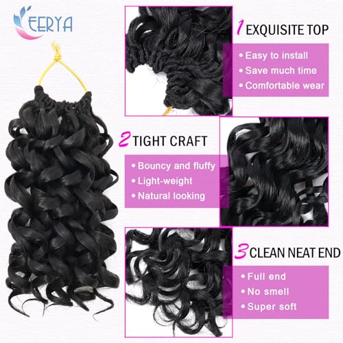 EERYA 6 Inch Pack of 7 GoGo Curl Crochet Hair Short Curly Water Wave Extensions