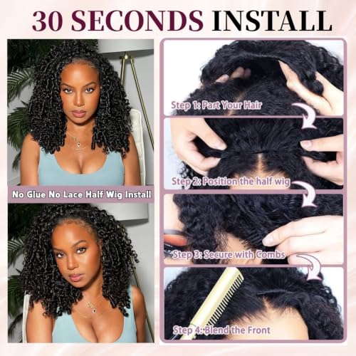 Natural Black Burmese Curly Half Wig 16 Inch 180% Density Human Hair