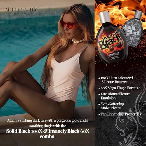 LOT OF(2) Millennium Tanning Products SOLID BLACK & INSANELY BLACK 13.5 oz