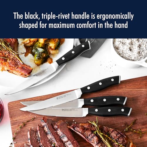 Henckels Forged Accent Steak Knives Set of 4 - Black, Razor-Sharp, German Engineered