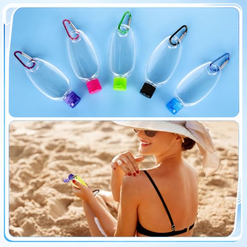 Yalikop 100 Pcs Traveling Bottles with Keychain 2oz Clear Plastic