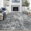 Black/Grey 8x10 Washable Area Rug for Living Room and Bedroom - Non-Slip, Durable, Pet & Kid Friendly