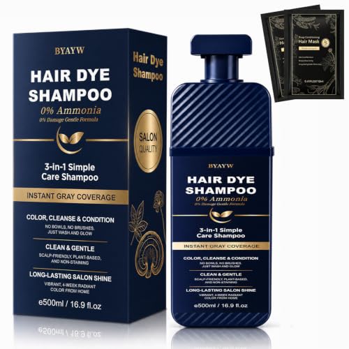 Light Brown Hair Dye Shampoo for Women & Men - Natural Color Depositing, 500ml, Herbal Nourishing Formula