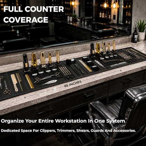 HAPPYPOSH Magnetic Barber Mats – Modular 7-Piece Tool Organizer with Strong Magnets, Extra Large, Professional Workstation Mat
