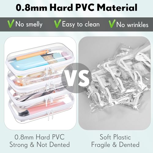 Sanwuta 10 Pack Small Clear Hard Zipper Cases with Labels, S / Set of 10