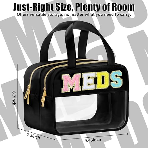 Travel Waterproof Makeup & Meds Bag with Handles - Black-MEDS