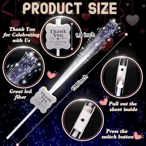 100 Pcs White LED Fiber Optic Sparklers for Weddings Birthday Party Supplies - 3 Light Modes - Variation of THIS listing