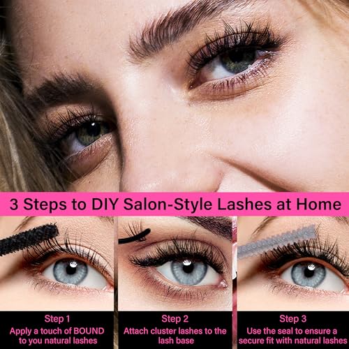 DIY Lash Extension Kit Faux Mink 120pcs Lash Clusters Eyelash Extension Kit with Mascara Brush Bond and Seal Lash Glue Remover for DIY Lash Extensions (10mm-16mm)