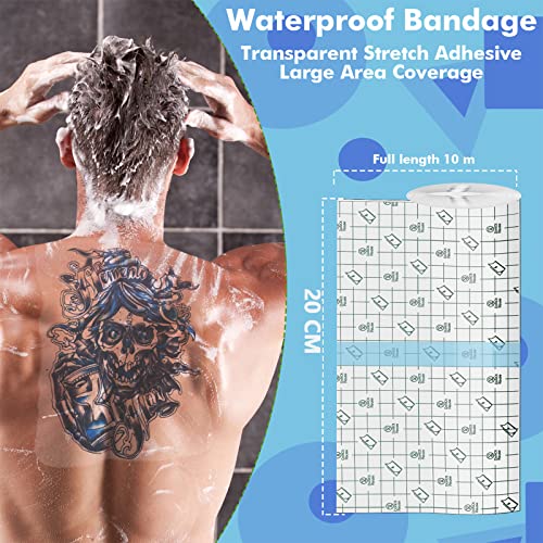 VOOVAO Waterproof Tattoo Aftercare Bandage Roll 7.87 in x 10.9 Yd Second Skin Wound Dressing