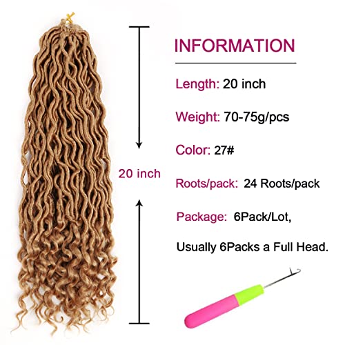 Goddess Locs Crochet Hair 20 Inch Faux Locs with Curly Ends - 6 Packs, 27#