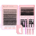 DIY Lash Clusters Kit - 480 PCS, Wispy D Curl Eyelash Extensions 8-16mm with Bond & Seal Glue, Tweezers, 3 Pads & Brush - Beginner-Friendly Individual Cluster Lashes (50D/60D/80D)