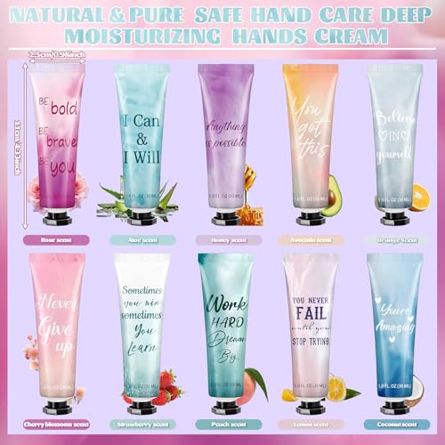 Leelosp 50-Pack Hand Cream Gift Set, Travel Size 1.01 oz Each, 10 Scents for Coworkers