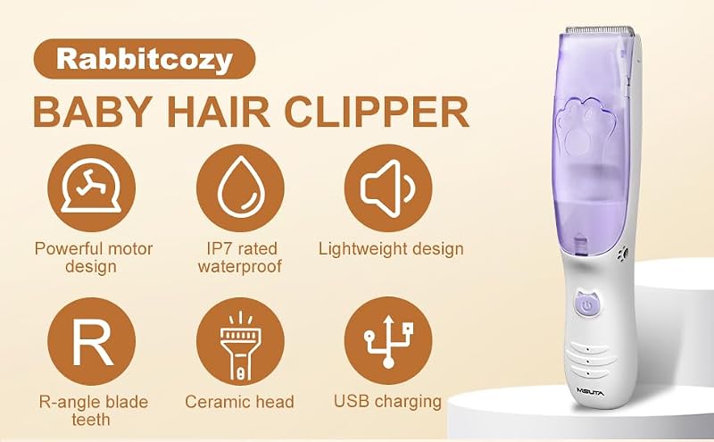 Baby Hair Clippers with Vacuum & Silent Operation - Cordless Water-Resistant Trimmer for Fine & Curly Hair
