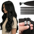 Hair Extensions Human Hair 16 Inch Ultra Tip - Natural Black, 50 Strands, 35g